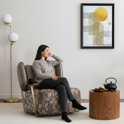 Bonte fauteuil woonkamer designer leunstoel relaxfauteuil eenzits nieuw.