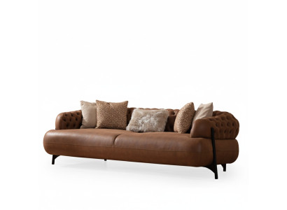 Bruine Chesterfield-driepersoonsbank woonkamer gestoffeerde bank moderne meubels