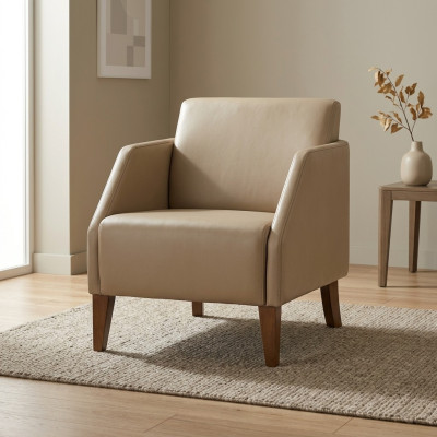 Beige eenzitter Luxueuze gestoffeerde fauteuil Designer loungestoel Meubilair