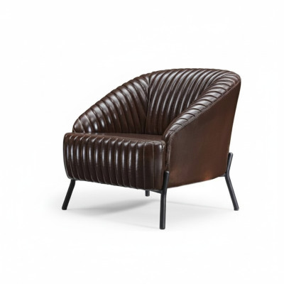 Bruine fauteuil ontwerper woonkamer relaxstoel leer eenzitter meubels
