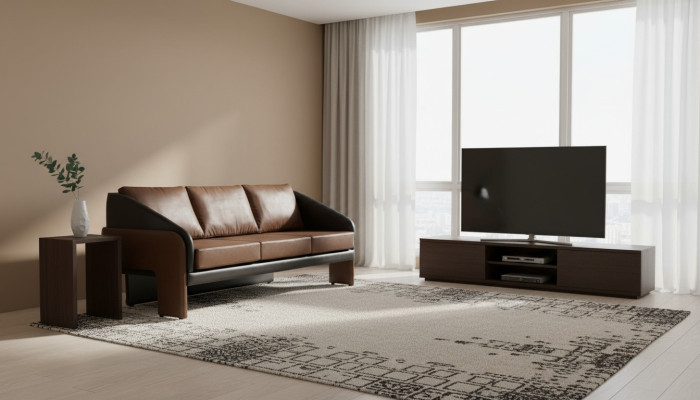 Bruin-zwarte driezits exclusieve gestoffeerde meubels designer leren bank.