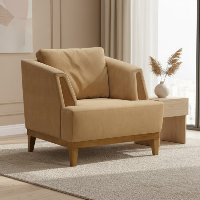 Bruine gestoffeerde fauteuil designer textiele eenzitter moderne televisiefauteuil