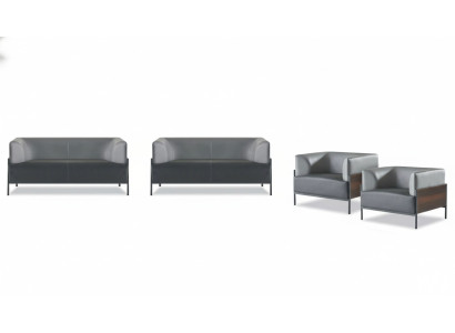 Ergonomische complete sofa-set 4-delig zwart designer bekleding moderne stijl