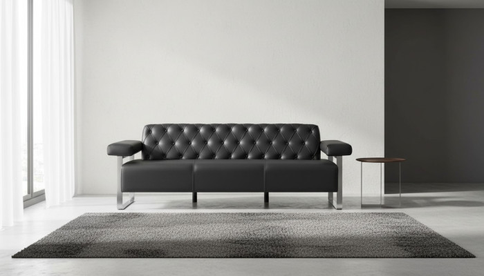 Chesterfield Design 3-zitsbank Zwart Effen Modern Design Stijl