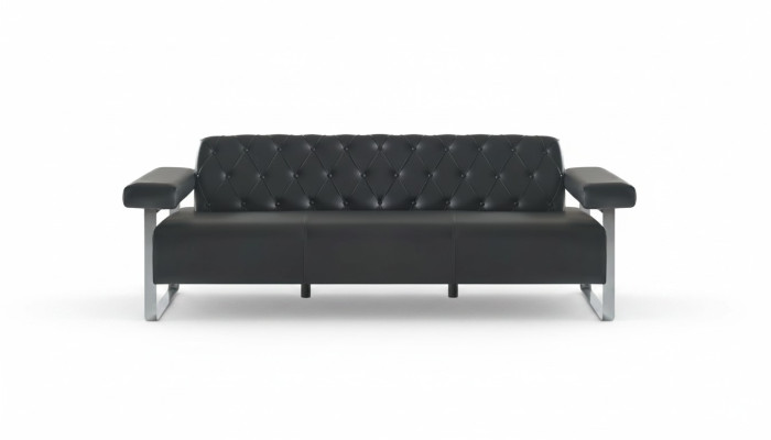 Chesterfield Design 3-zitsbank Zwart Effen Modern Design Stijl