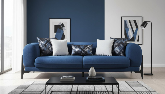 Blauer bekleding 3-zits relaxbanken designer clubsofa's lounge meubels