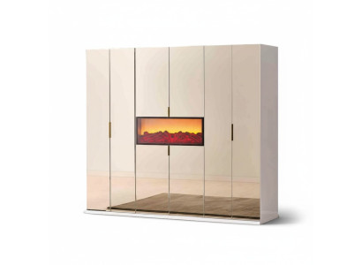 Beige slaapkamer kledingkast designer garderobe edele houten kasten