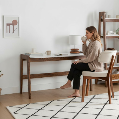 Bruin-witte laptoptafel Luxueus kantoormeubilair Designerbureaus