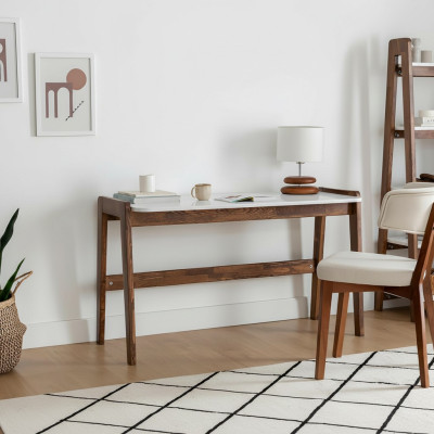 Bruin-witte laptoptafel Luxueus kantoormeubilair Designerbureaus