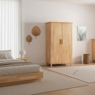 Hoogwaardige beige kledingkast, elegante 2-deurs slaapkamerkast