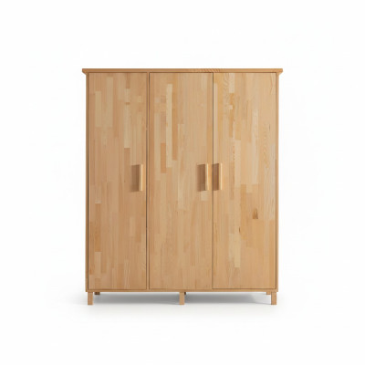 Beige Slaapkamer Elegante Kledingkast Designer 3-deurs Houten Kasten.