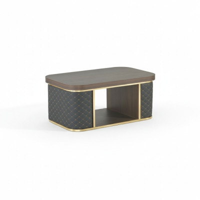 Salontafel Bruin Zwart Tweekleurig met Plank Modern Design Rechthoekig