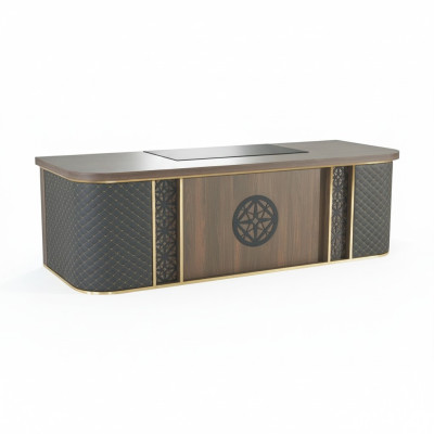 Bureautafel Modern Design Bruin Zwart Tweeledig Rechthoekige Vorm Stijl