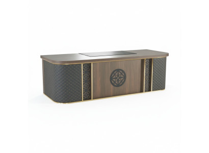 Bureautafel Modern Design Bruin Zwart Tweeledig Rechthoekige Vorm Stijl