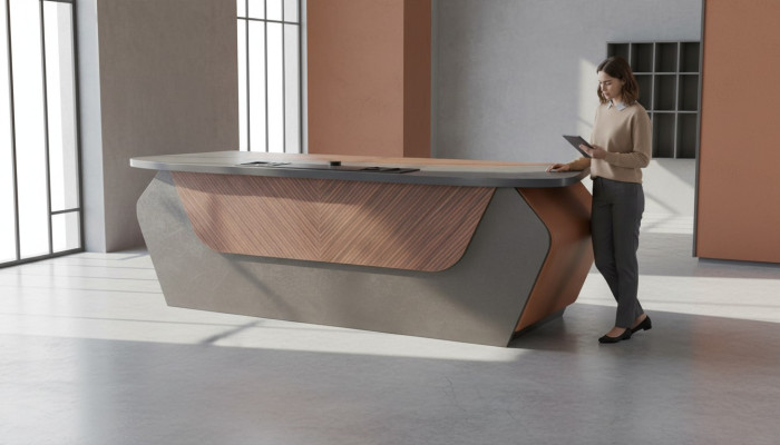 Bureautafel Bruin Grijs Tweekleurig Modern Design Rechthoekig Bureau