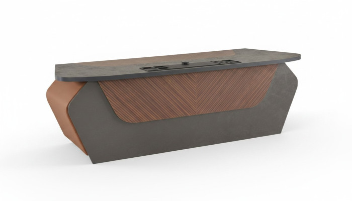 Bureautafel Bruin Grijs Tweekleurig Modern Design Rechthoekig Bureau
