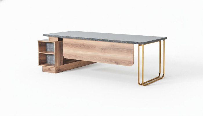 Bureautafel Bruin Grijs Tweekleurig Modern Design Werkkamer Rechthoekig