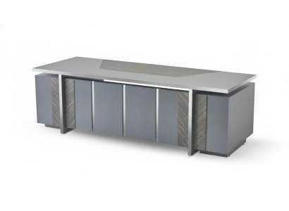 Bureau rechthoekige vorm grijs effen modern design stijl met opbergruimte