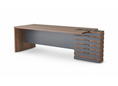 Bureau bruin grijs tweekleurig modern design kantoor rechthoekig