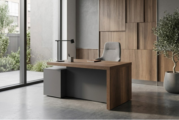 Salontafel bruin grijs twee kleurig rechthoekig vorm werkkamer modern