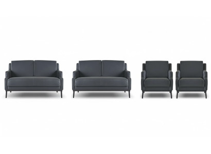 Werkplekset 4-delig 2x 2-zits 2x fauteuil donkergrijs effen modern