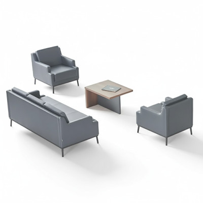 Werkkamer-Set 4-delig 3-zitsbank 2x fauteuil salontafel donkergrijs bruin