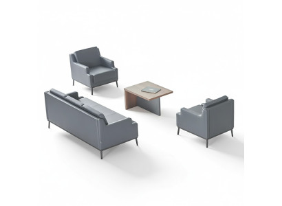 Werkkamer-Set 4-delig 3-zitsbank 2x fauteuil salontafel donkergrijs bruin