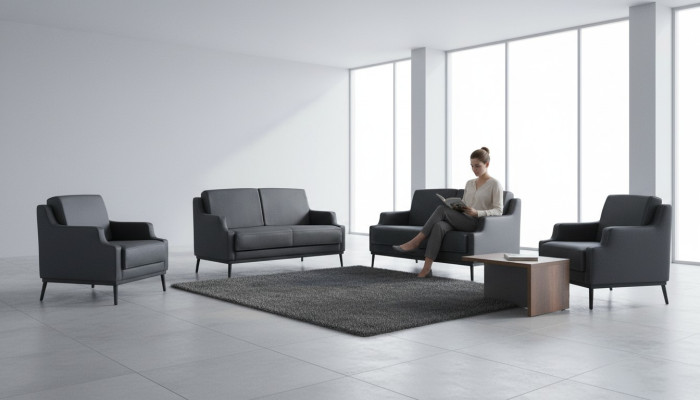 Werkplaatsset 5-delig Donkergrijs Stijl 2x 2-zitsbank 2x Fauteuil Salontafel