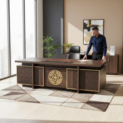Bureautafel Modern met lades deuren opbergruimte werkkamer bruin stijl