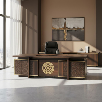 Bureautafel Modern met lades deuren opbergruimte werkkamer bruin stijl