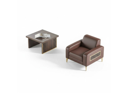 Werkplekinrichting 2-delig Fauteuil met salontafel Woonkamer Bruin Effen