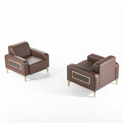 Werk kamer set 2-delig fauteuil bruin effen modern design woonkamer
