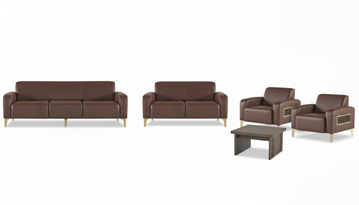 Exclusieve bruine studeerkamermöbel Designer salontafel fauteuil 2x sofa's