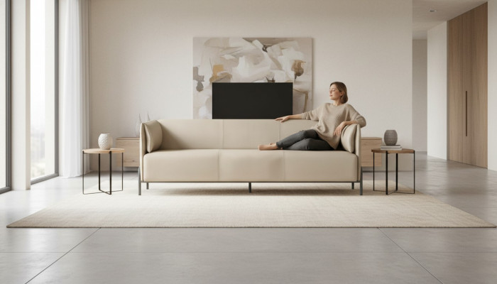 Studeerkamer-Set 3-zitsbank Beige Modern Design Woonkamer Kussen