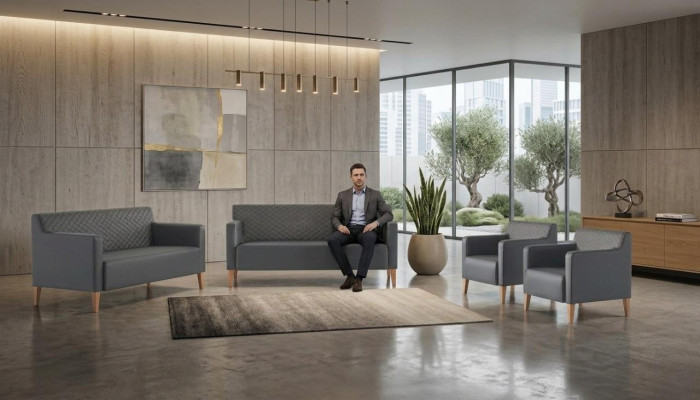 Werkruimte-set 4-delig 3-zitsbank 2-zitsbank 2x fauteuil zwart woonkamer