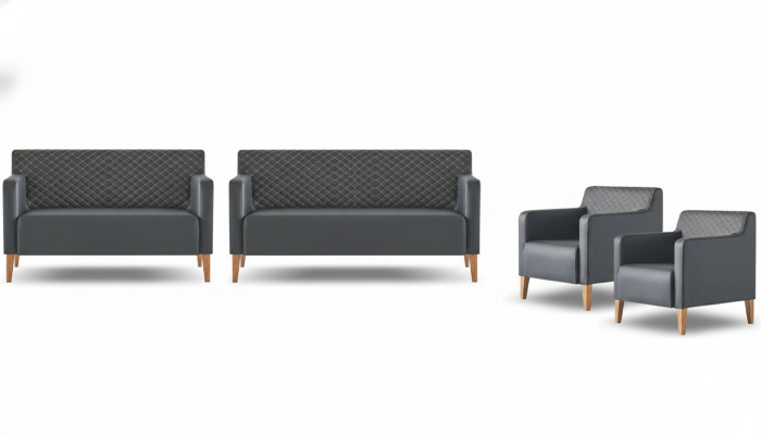 Werkruimte-set 4-delig 3-zitsbank 2-zitsbank 2x fauteuil zwart woonkamer