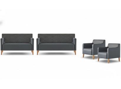 Werkruimte-set 4-delig 3-zitsbank 2-zitsbank 2x fauteuil zwart woonkamer