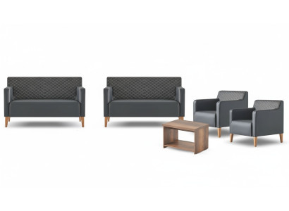 Werkruimte-set 5-delig Zwart 2x 2-zitsbank 2x fauteuil Bruin Salontafel