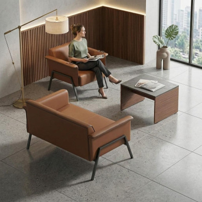Bruin bureau-uitrusting Designer houten tafel enkele zetel dubbele zetel meubels
