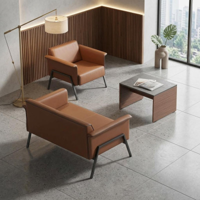 Bruin bureau-uitrusting Designer houten tafel enkele zetel dubbele zetel meubels