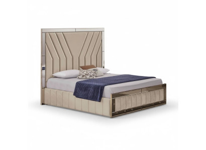 Beige slaapkamerbed designer tweepersoonsbed luxueus bedframe bed.