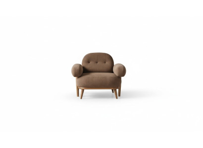 Bruine eenzits woonkamer gestoffeerde fauteuil textiel 1-zitter elegante meubels