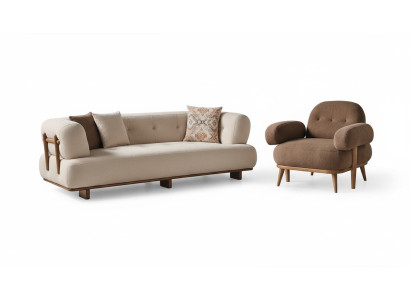Exclusieve beige woonkamer zitmeubelset woonkamerbanken enkele fauteuil