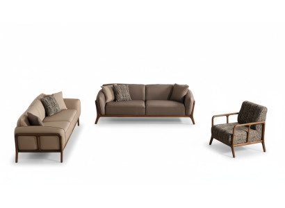 Bruin-Beige Woonkamer Bankstel Woonkamer Designer Meubels 2x Banken