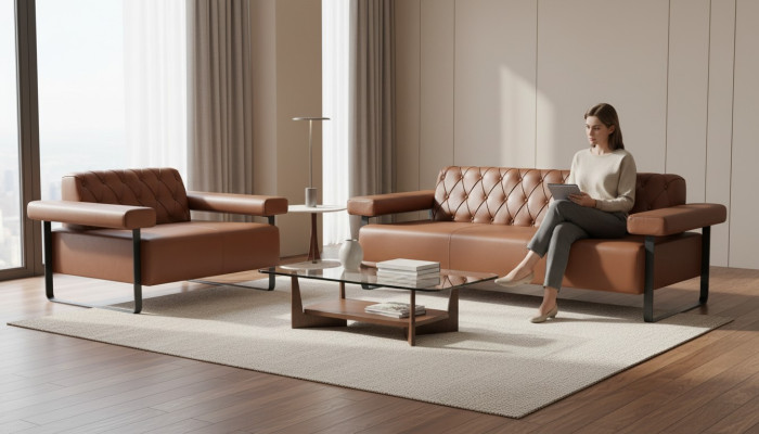 Chesterfield bank stijl 3-zit 2-zit banken lederen banken modern roestvrij staal
