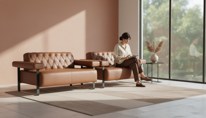 Bruine Chesterfield lederen sofa's roestvrij staal origineel modern 2-zits knop.