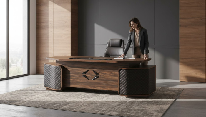 Bureautafel Laden Werkkamer Rechthoekig Bruin Zwart Modern Hout