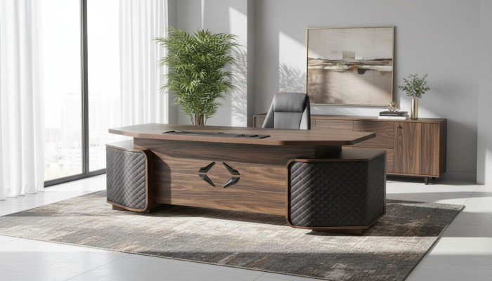 Bureautafel Laden Werkkamer Rechthoekig Bruin Zwart Modern Hout