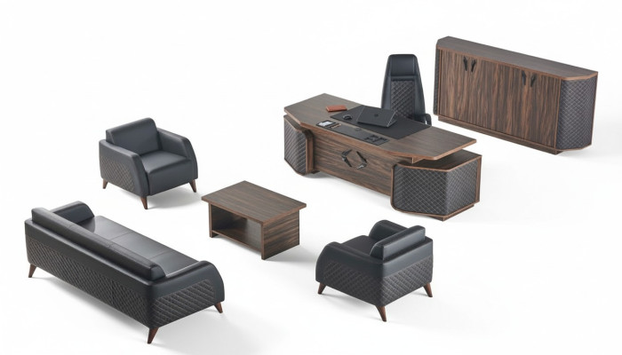 Werkplekset Compleet Banken Bureau Dressoir Kantoorbank Leren