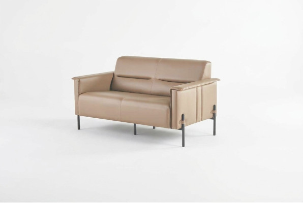 Bank Beige 2-zitsbank Modern Leren Bank Meubel Tweezits Leer
